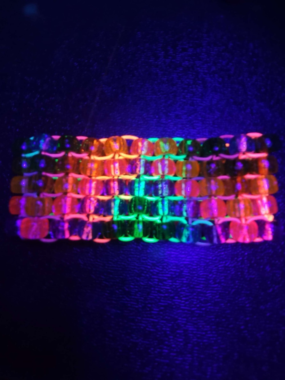 Festival rainbow glow Kandi kids glitter cuff bracelet “ bratz” color theme. - Picture 2 of 4